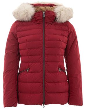 Peuterey Bordeaux Padded Jacket Mit Fellkragen - Rot
