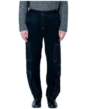 Nomarythm Textile Straight Trousers - Blu