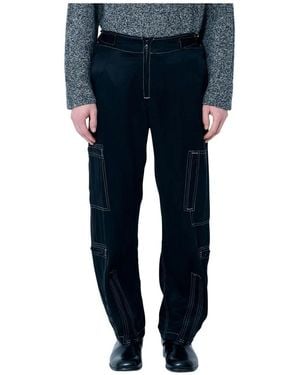 Nomarythm Textile Straight Trousers - Azul