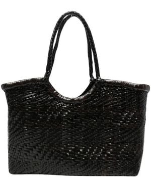 Dragon Diffusion Tassen ,Bruin ,Leer Geweven Leren Shopper Tas - Zwart