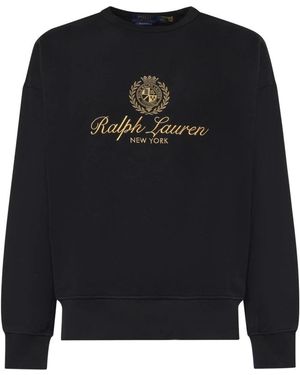 Polo Ralph Lauren Hoodies & Sweatvesten ,Zwart ,Katoen Crewneck Sweatshirt