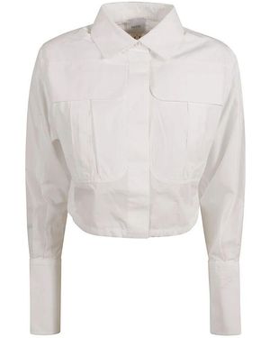 Patou Weiße Cropped Safari Bluse