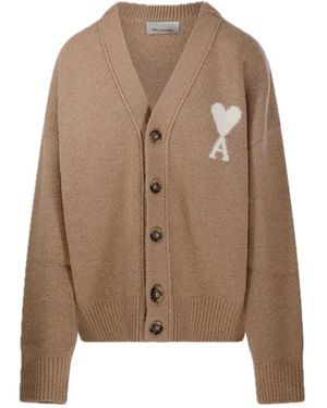 Ami Paris Truien & Vesten ,De Coeur V-Hals Vest - Bruin