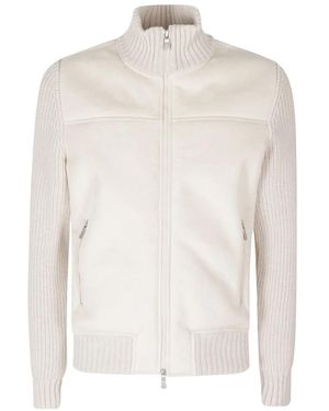 Gran Sasso Alcantara Faux Shearling Jacke - Weiß