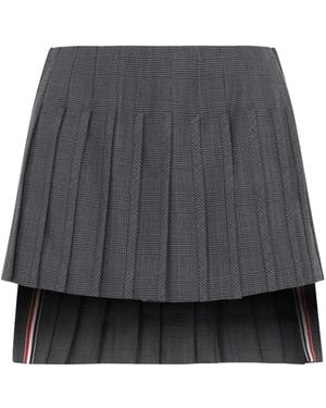 Thom Browne High Twist Wool Low Rise Pleated Mini Skirt - Grijs