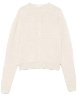 Lemaire Cremefarbener Knopfpullover Lange Ärmel - Weiß