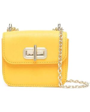 Tommy Hilfiger Tassen ,Geel ,Leer Micro Turnlock Crossbodytas