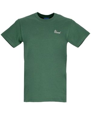 USUAL Signatur Flaschengrünes Rundhals-T-Shirt