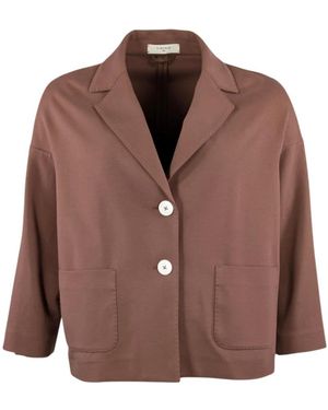 Circolo 1901 Jassen ,Bruin ,Katoen Fleece Button Caban