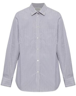 Rohe Overhemden ,Grijs ,Katoen Shirt Met Zak - Blauw