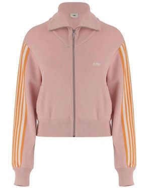 Autry Hoodies & Sweatvesten ,Roze ,Gebreide Tennis Viscose Zip Jacket