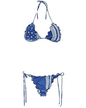 Mc2 Saint Barth Blauer Bikini Dreieck Top Rüschen
