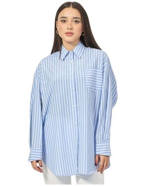 Gaelle Paris Gestreiftes oversized hemd blau