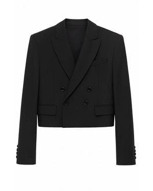 John Richmond Jassen ,Zwart ,Leer Cropped Double-Breasted Blazer