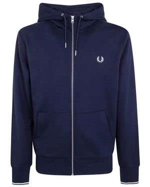 Fred Perry Hooded Zip Through Sweatshirt - Blauw