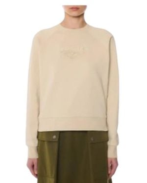 Moncler Hoodies & Sweatvesten ,Katoen Katoenen Sweatshirt Met Logo Op De Voorkant - Naturel