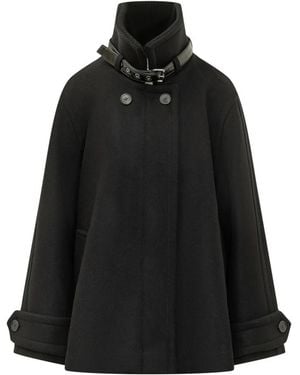 Lanvin Jassen ,Zwart ,Wol Korte Jas Met Hoge Hals