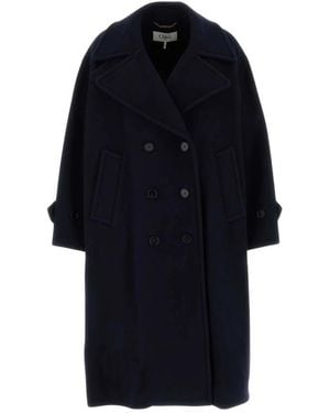 Chloé Double-Breasted Coats - Blu