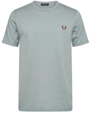 Fred Perry Grünes Ringer T-Shirt Mit Logo - Blau