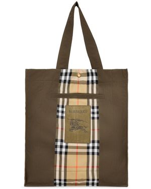 Burberry Tassen ,Groen ,Katoen Check Trench Tote - Naturel