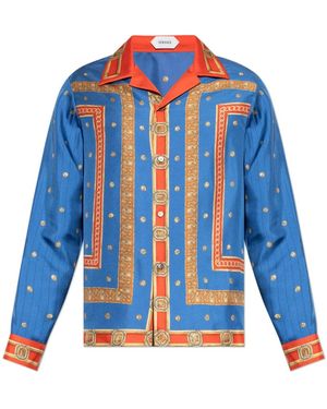 Versace Zijden Overhemd Met Print - Blauw