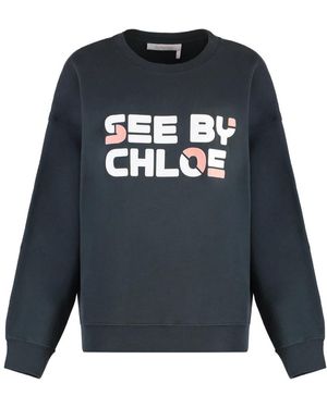 See By Chloé Felpa in velluto con scollo a giro - Blu