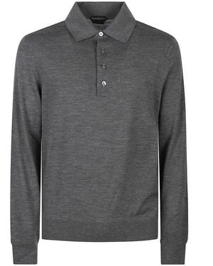 Tom Ford Graues Poloshirt Langarm