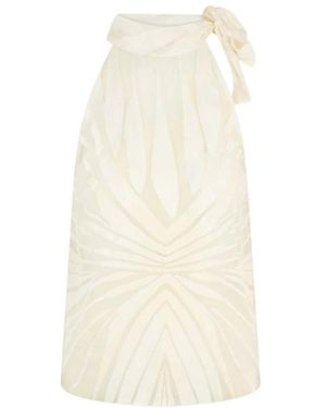 Roberto Cavalli Top Met Ray Devoré Print - Naturel
