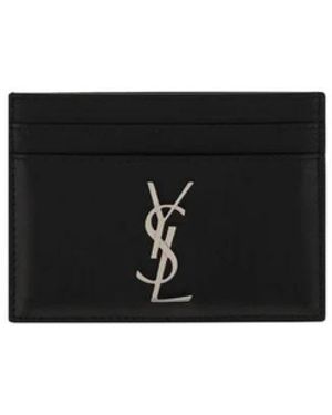 Saint Laurent Accessoires ,Zwart ,Leer Kalfsleren Kaarthouder