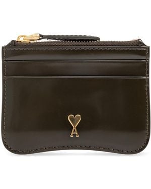 Ami Paris Accessoires ,Groen ,Katoen Paris Paris Zipped Card Holder