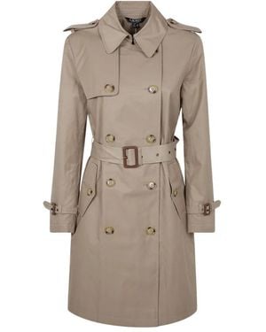 Ralph Lauren Jassen ,Katoen Double-Breasted Belted Trench Coat - Naturel