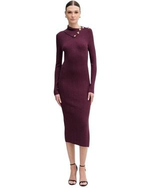 Guess Kleedjes ,Paars ,Priscilla Midi Jurk - Rood