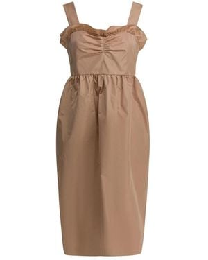 Chloé Chloé Ruched Bustier Balloon Dress - Brown