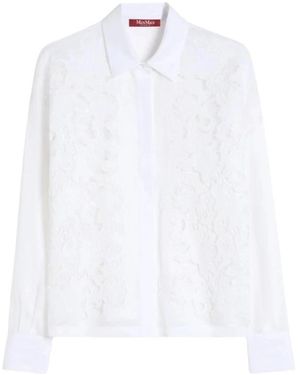 Max Mara Bluse Mit Sangallo-Stickerei Auf Der Vorderseite - Weiß