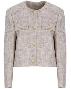 Lardini Jassen ,Veelkleurig ,Leer Boucle Jas - Grijs