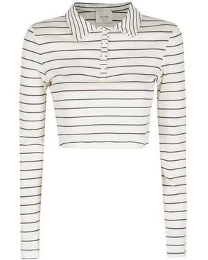 Alysi Tops ,Leer Polo Jersey Mini Strepen - Wit