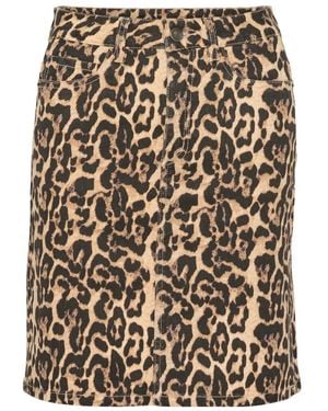 Kaffe Rokken ,Veelkleurig ,Denim Luipaardprint Denim Rok - Naturel