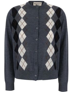 Semicouture Truien & Vesten ,Grijs ,Belle Argyle Cardigan - Zwart