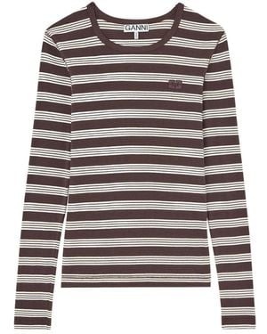 Ganni Long Sleeve Tops - Brown