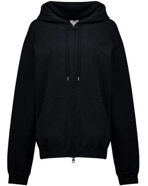 Courreges Hoodies & Sweatvesten ,Zwart ,Katoen Stonewash Zipped Hoodie