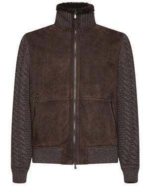 Brunello Cucinelli Jassen ,Bruin ,Kasjmier Shearling Bomber Jacket
