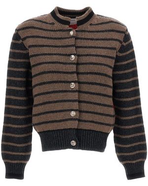Barrie Korte Gestreepte Cardigan - Zwart