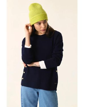 Des Petits Hauts Truien & Vesten ,Blauw ,Wol Merino Wol Lange Mouw Top