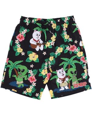 RIPNDIP Schwarze Aloha Badehose Mit Taschen - Grün