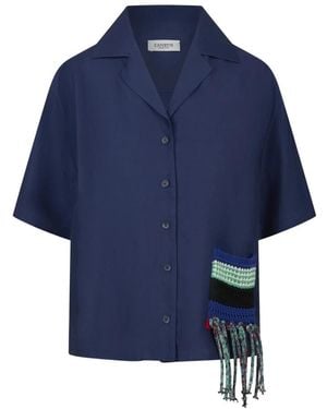 Laneus Overhemden ,Blauw ,Linnen Camicia Crop Cancun