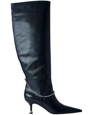 Alexander Wang Schoenen ,Zwart ,Leer Chain Detail Knee-High Leather Boots