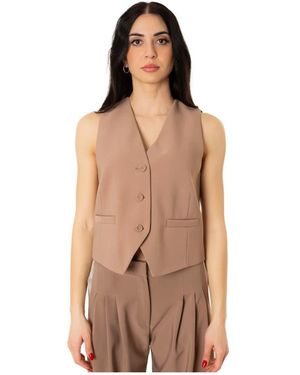 D.exterior Jassen ,Bruin ,Polyester Gilet Met Juweeldetails