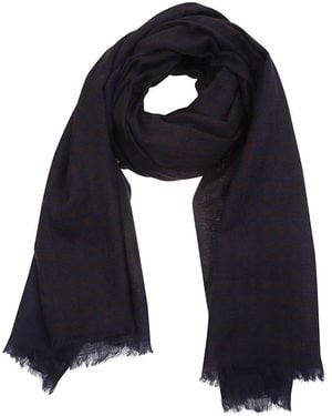Yohji Yamamoto Woll-/Seiden-Plaid-Schal - Blau