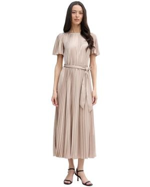 Joseph Ribkoff Plissiertes Satin-Midikleid Mit Fit-And-Flare-Schnitt - Natur