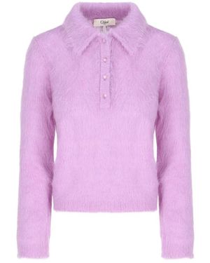 Chloé Round-Neck Knitwear - Purple